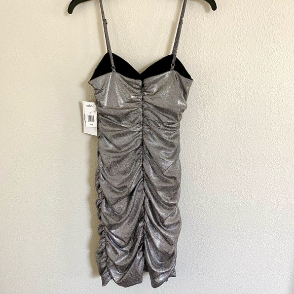 Silver Ruched Mini Dress - Picture 2 of 9